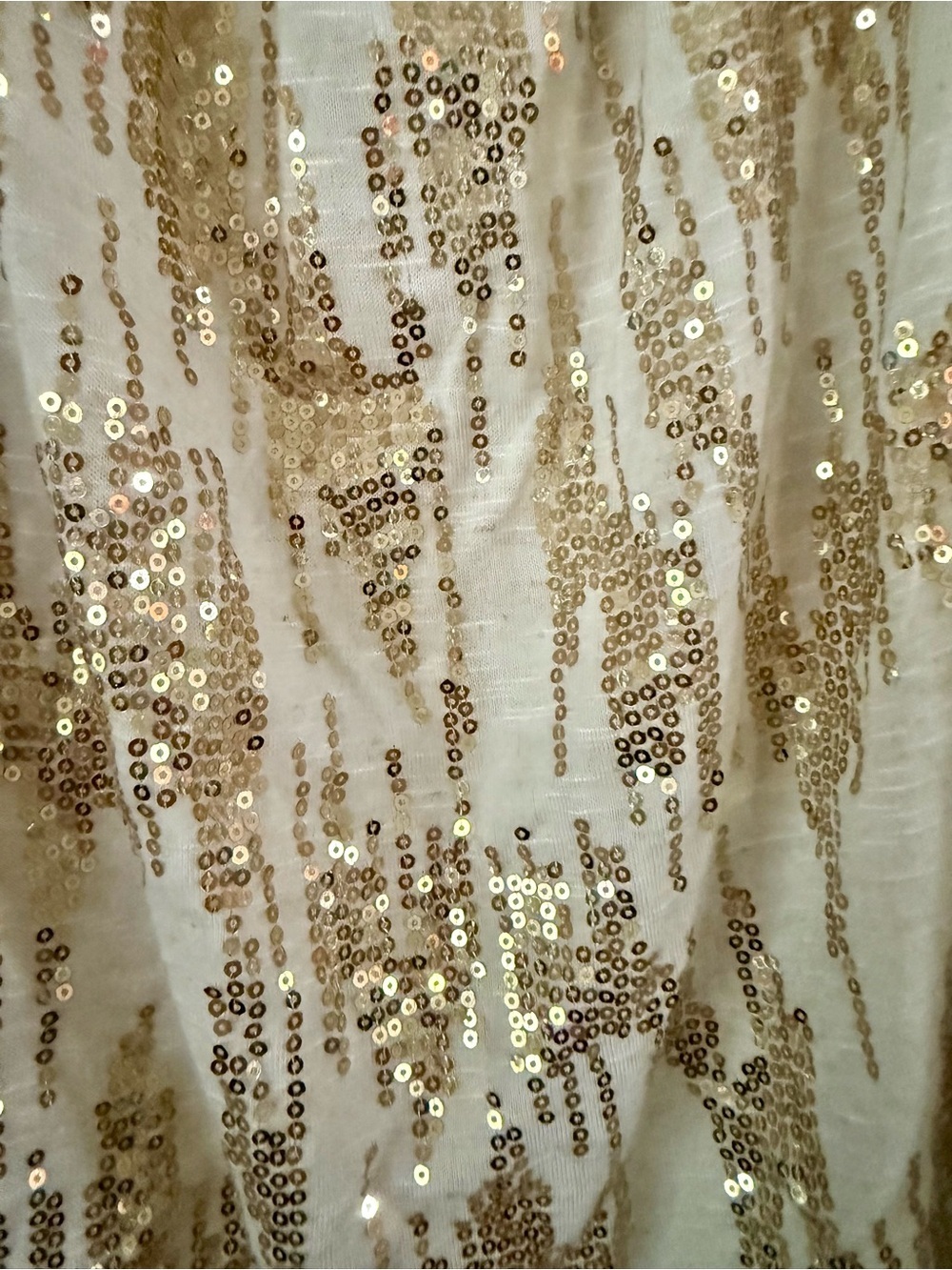 INC International Concepts Gold Sequin Square Neck Dolman Blouse Cream Plus 1X - Picture 2 of 5